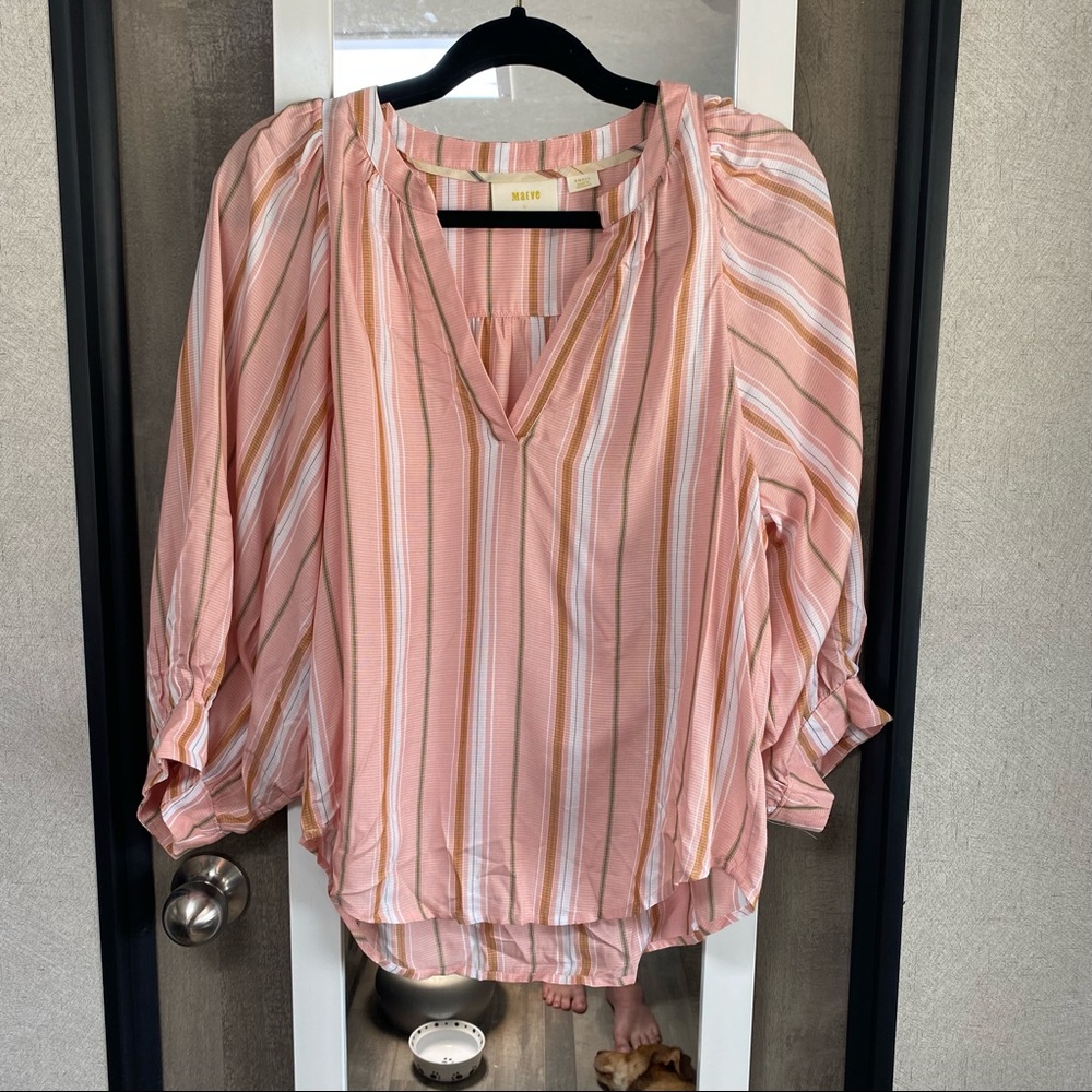Maeve by Anthropologie Pink Striped Blouse